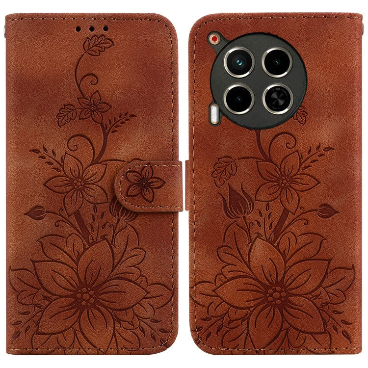 Lily Embossed Leather Phone Case, For Tecno Pop 10 / Spark Go 2 4G, For Tecno Camon 40 Pro 4G, For Tecno Camon 40, For Tecno Pop 9 5G / Spark 30C 5G, For Tecno Camon 30S / Camon 30S Pro, For Tecno Spark 30 Pro, For Tecno Spark 30 4G, For Tecno Spark 30...
