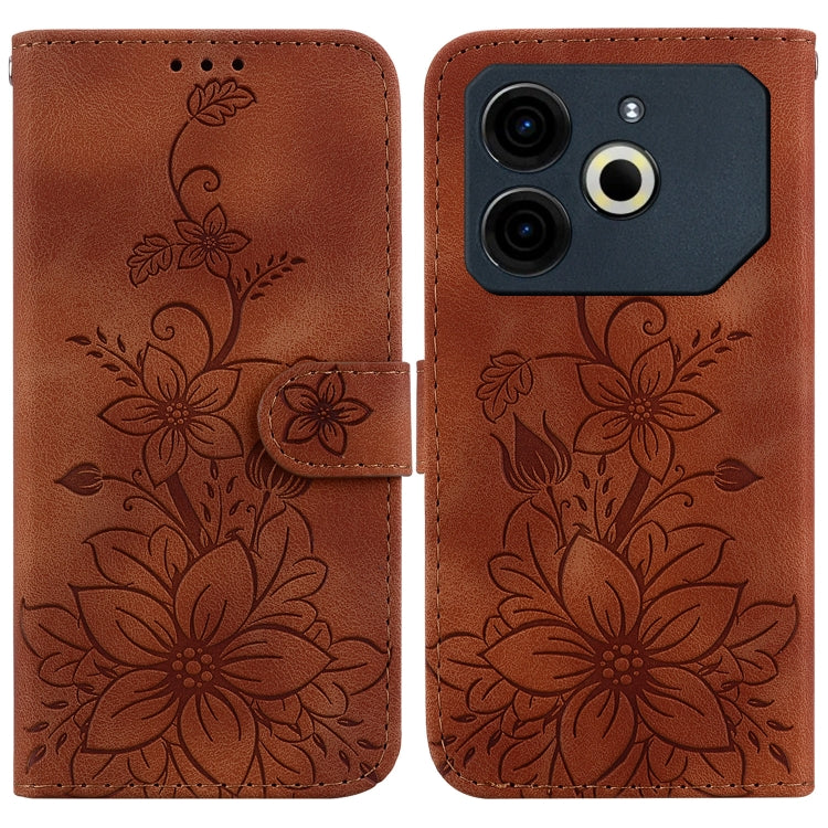 Lily Embossed Leather Phone Case, For Tecno Pop 10 / Spark Go 2 4G, For Tecno Camon 40 Pro 4G, For Tecno Camon 40, For Tecno Pop 9 5G / Spark 30C 5G, For Tecno Camon 30S / Camon 30S Pro, For Tecno Spark 30 Pro, For Tecno Spark 30 4G, For Tecno Spark 30...
