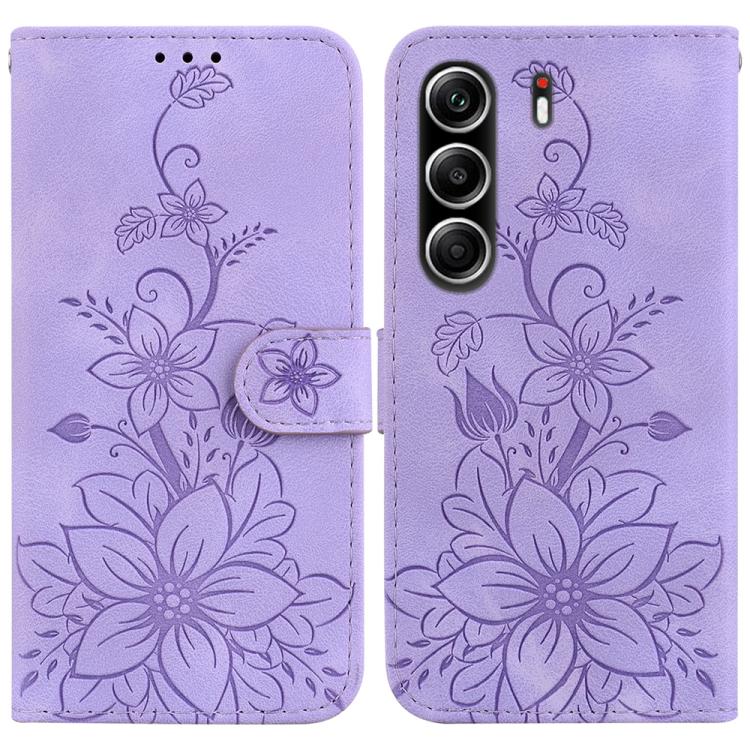 Lily Embossed Leather Phone Case, For Tecno Pop 10 / Spark Go 2 4G, For Tecno Camon 40 Pro 4G, For Tecno Camon 40, For Tecno Pop 9 5G / Spark 30C 5G, For Tecno Camon 30S / Camon 30S Pro, For Tecno Spark 30 Pro, For Tecno Spark 30 4G, For Tecno Spark 30...