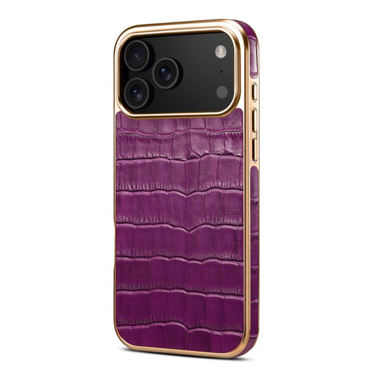 Denior Crocodile Texture Genuine Leather Electroplating Phone Case