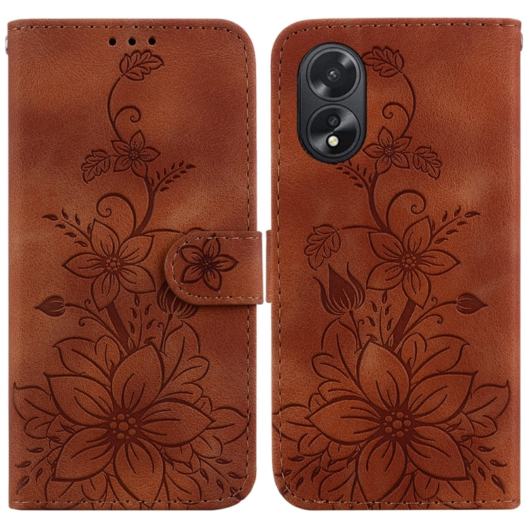 Lily Embossed Leather Phone Case, For OPPO Reno12 5G Global, For OPPO K12x, For OPPO A60 4G, For OPPO A3 Pro 5G, For OPPO F25 Pro 5G Global, For OPPO Reno11 F Global, For OPPO Reno11 Global, For OPPO Reno11 Pro 5G Global, For OPPO A59 5G / A2M         ...