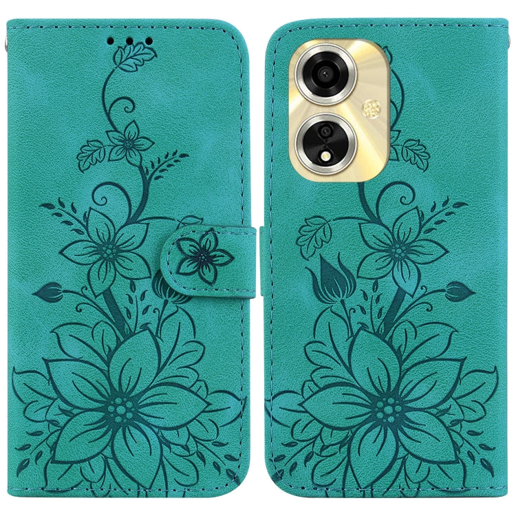 Lily Embossed Leather Phone Case, For OPPO Reno12 5G Global, For OPPO K12x, For OPPO A60 4G, For OPPO A3 Pro 5G, For OPPO F25 Pro 5G Global, For OPPO Reno11 F Global, For OPPO Reno11 Global, For OPPO Reno11 Pro 5G Global, For OPPO A59 5G / A2M         ...