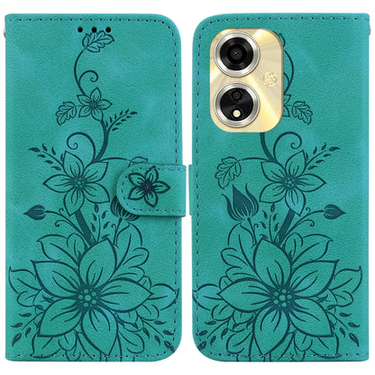 Lily Embossed Leather Phone Case, For OPPO Reno12 5G Global, For OPPO K12x, For OPPO A60 4G, For OPPO A3 Pro 5G, For OPPO F25 Pro 5G Global, For OPPO Reno11 F Global, For OPPO Reno11 Global, For OPPO Reno11 Pro 5G Global, For OPPO A59 5G / A2M         ...