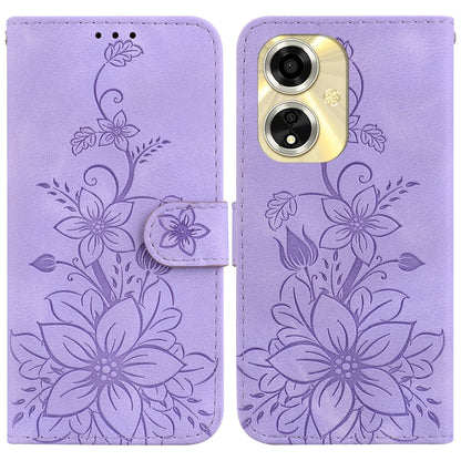 Lily Embossed Leather Phone Case, For OPPO Reno12 5G Global, For OPPO K12x, For OPPO A60 4G, For OPPO A3 Pro 5G, For OPPO F25 Pro 5G Global, For OPPO Reno11 F Global, For OPPO Reno11 Global, For OPPO Reno11 Pro 5G Global, For OPPO A59 5G / A2M         ...