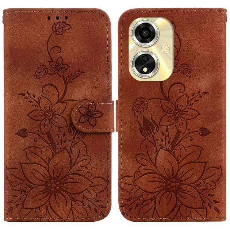 Lily Embossed Leather Phone Case, For OPPO Reno12 5G Global, For OPPO K12x, For OPPO A60 4G, For OPPO A3 Pro 5G, For OPPO F25 Pro 5G Global, For OPPO Reno11 F Global, For OPPO Reno11 Global, For OPPO Reno11 Pro 5G Global, For OPPO A59 5G / A2M         ...