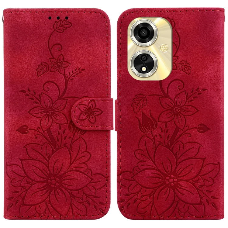 Lily Embossed Leather Phone Case, For OPPO Reno12 5G Global, For OPPO K12x, For OPPO A60 4G, For OPPO A3 Pro 5G, For OPPO F25 Pro 5G Global, For OPPO Reno11 F Global, For OPPO Reno11 Global, For OPPO Reno11 Pro 5G Global, For OPPO A59 5G / A2M         ...