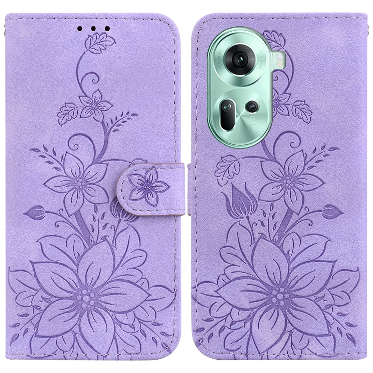 Lily Embossed Leather Phone Case, For OPPO Reno12 5G Global, For OPPO K12x, For OPPO A60 4G, For OPPO A3 Pro 5G, For OPPO F25 Pro 5G Global, For OPPO Reno11 F Global, For OPPO Reno11 Global, For OPPO Reno11 Pro 5G Global, For OPPO A59 5G / A2M         ...