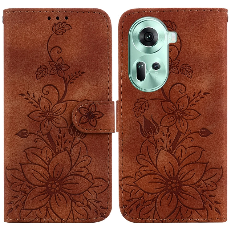Lily Embossed Leather Phone Case, For OPPO Reno12 5G Global, For OPPO K12x, For OPPO A60 4G, For OPPO A3 Pro 5G, For OPPO F25 Pro 5G Global, For OPPO Reno11 F Global, For OPPO Reno11 Global, For OPPO Reno11 Pro 5G Global, For OPPO A59 5G / A2M         ...