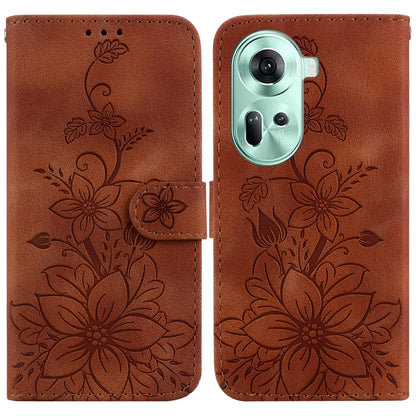 Lily Embossed Leather Phone Case, For OPPO Reno12 5G Global, For OPPO K12x, For OPPO A60 4G, For OPPO A3 Pro 5G, For OPPO F25 Pro 5G Global, For OPPO Reno11 F Global, For OPPO Reno11 Global, For OPPO Reno11 Pro 5G Global, For OPPO A59 5G / A2M         ...