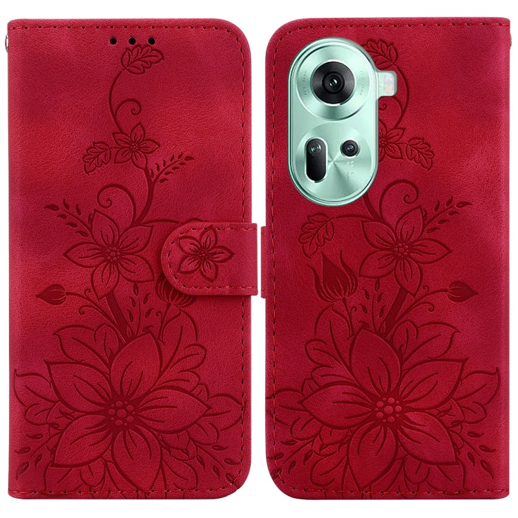 Lily Embossed Leather Phone Case, For OPPO Reno12 5G Global, For OPPO K12x, For OPPO A60 4G, For OPPO A3 Pro 5G, For OPPO F25 Pro 5G Global, For OPPO Reno11 F Global, For OPPO Reno11 Global, For OPPO Reno11 Pro 5G Global, For OPPO A59 5G / A2M         ...