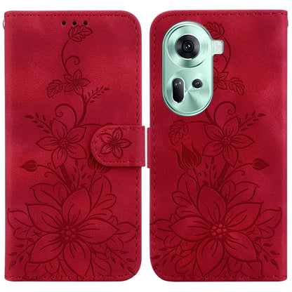 Lily Embossed Leather Phone Case, For OPPO Reno12 5G Global, For OPPO K12x, For OPPO A60 4G, For OPPO A3 Pro 5G, For OPPO F25 Pro 5G Global, For OPPO Reno11 F Global, For OPPO Reno11 Global, For OPPO Reno11 Pro 5G Global, For OPPO A59 5G / A2M         ...