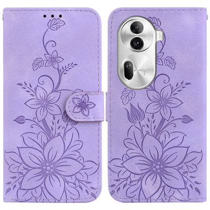Lily Embossed Leather Phone Case, For OPPO Reno12 5G Global, For OPPO K12x, For OPPO A60 4G, For OPPO A3 Pro 5G, For OPPO F25 Pro 5G Global, For OPPO Reno11 F Global, For OPPO Reno11 Global, For OPPO Reno11 Pro 5G Global, For OPPO A59 5G / A2M         ...