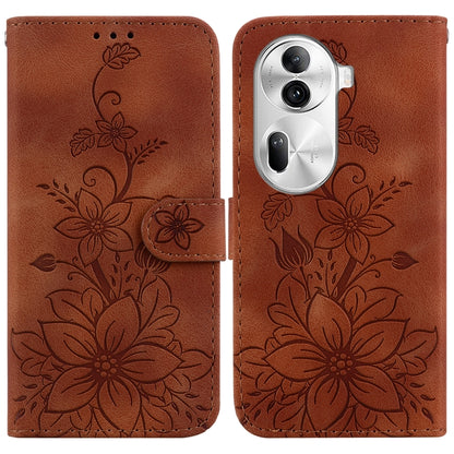 Lily Embossed Leather Phone Case, For OPPO Reno12 5G Global, For OPPO K12x, For OPPO A60 4G, For OPPO A3 Pro 5G, For OPPO F25 Pro 5G Global, For OPPO Reno11 F Global, For OPPO Reno11 Global, For OPPO Reno11 Pro 5G Global, For OPPO A59 5G / A2M         ...