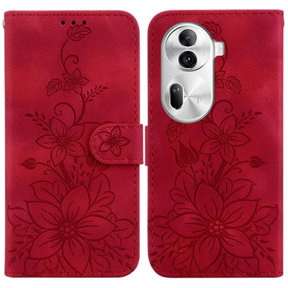 Lily Embossed Leather Phone Case, For OPPO Reno12 5G Global, For OPPO K12x, For OPPO A60 4G, For OPPO A3 Pro 5G, For OPPO F25 Pro 5G Global, For OPPO Reno11 F Global, For OPPO Reno11 Global, For OPPO Reno11 Pro 5G Global, For OPPO A59 5G / A2M         ...