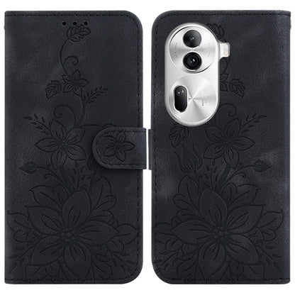 Lily Embossed Leather Phone Case, For OPPO Reno12 5G Global, For OPPO K12x, For OPPO A60 4G, For OPPO A3 Pro 5G, For OPPO F25 Pro 5G Global, For OPPO Reno11 F Global, For OPPO Reno11 Global, For OPPO Reno11 Pro 5G Global, For OPPO A59 5G / A2M         ...