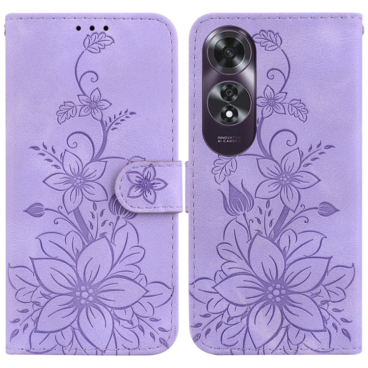 Lily Embossed Leather Phone Case, For OPPO Reno12 5G Global, For OPPO K12x, For OPPO A60 4G, For OPPO A3 Pro 5G, For OPPO F25 Pro 5G Global, For OPPO Reno11 F Global, For OPPO Reno11 Global, For OPPO Reno11 Pro 5G Global, For OPPO A59 5G / A2M         ...