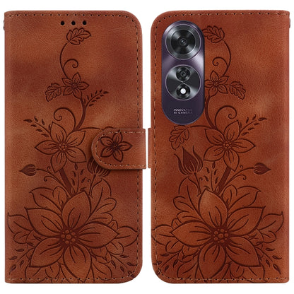 Lily Embossed Leather Phone Case, For OPPO Reno12 5G Global, For OPPO K12x, For OPPO A60 4G, For OPPO A3 Pro 5G, For OPPO F25 Pro 5G Global, For OPPO Reno11 F Global, For OPPO Reno11 Global, For OPPO Reno11 Pro 5G Global, For OPPO A59 5G / A2M         ...