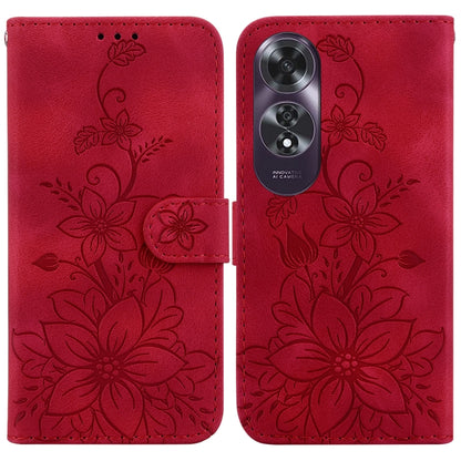 Lily Embossed Leather Phone Case, For OPPO Reno12 5G Global, For OPPO K12x, For OPPO A60 4G, For OPPO A3 Pro 5G, For OPPO F25 Pro 5G Global, For OPPO Reno11 F Global, For OPPO Reno11 Global, For OPPO Reno11 Pro 5G Global, For OPPO A59 5G / A2M         ...
