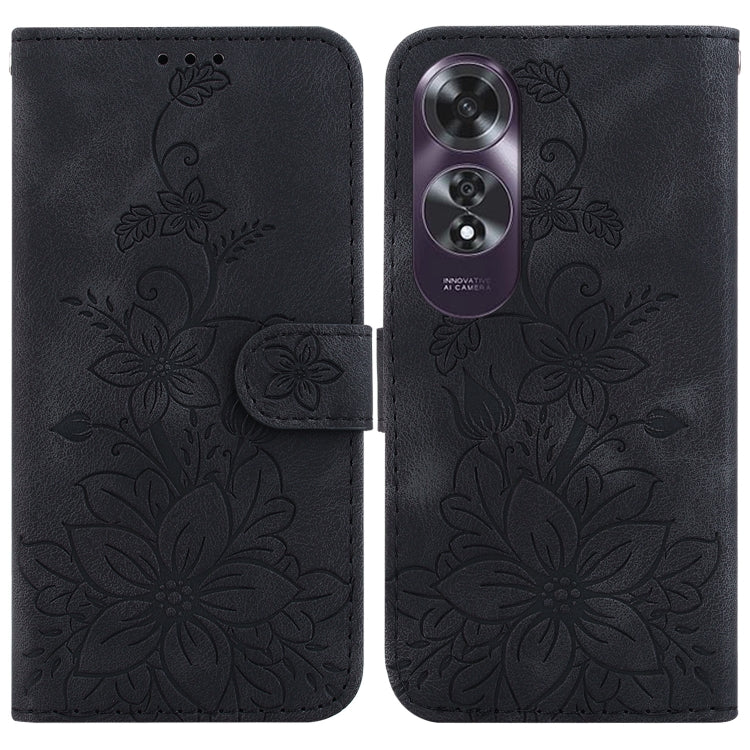 Lily Embossed Leather Phone Case, For OPPO Reno12 5G Global, For OPPO K12x, For OPPO A60 4G, For OPPO A3 Pro 5G, For OPPO F25 Pro 5G Global, For OPPO Reno11 F Global, For OPPO Reno11 Global, For OPPO Reno11 Pro 5G Global, For OPPO A59 5G / A2M         ...