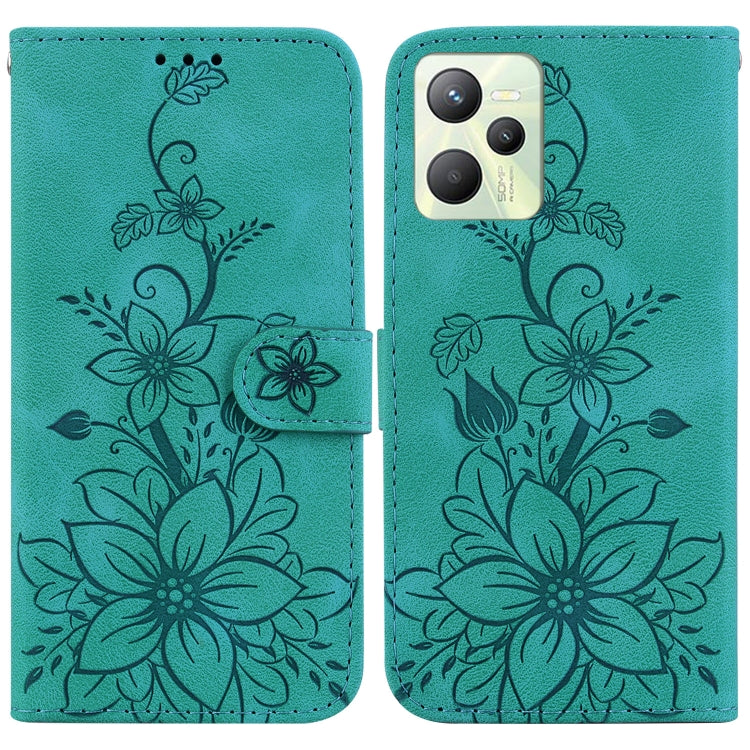 Lily Embossed Leather Phone Case, For Realme C35, For Realme 9i / A76 4G / A36, For Realme 8i, For Realme C20 / C11 2021, For Realme C21Y, For Realme 8 / 8 Pro, For Realme 8 5G Global / V13 5G, For Realme C21