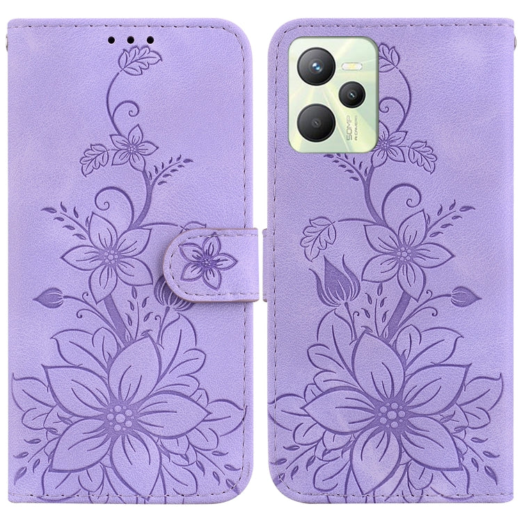 Lily Embossed Leather Phone Case, For Realme C35, For Realme 9i / A76 4G / A36, For Realme 8i, For Realme C20 / C11 2021, For Realme C21Y, For Realme 8 / 8 Pro, For Realme 8 5G Global / V13 5G, For Realme C21