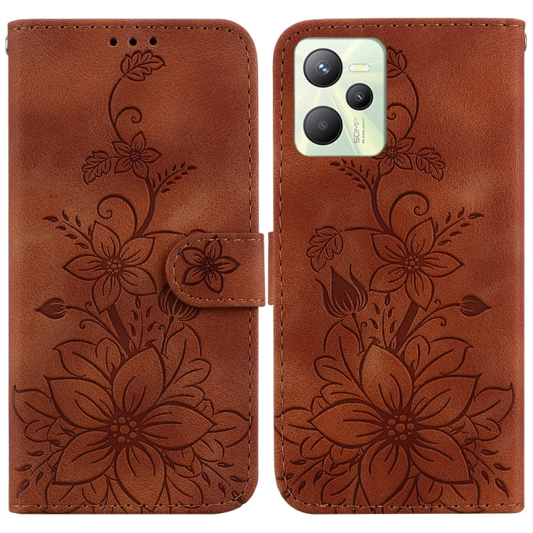 Lily Embossed Leather Phone Case, For Realme C35, For Realme 9i / A76 4G / A36, For Realme 8i, For Realme C20 / C11 2021, For Realme C21Y, For Realme 8 / 8 Pro, For Realme 8 5G Global / V13 5G, For Realme C21