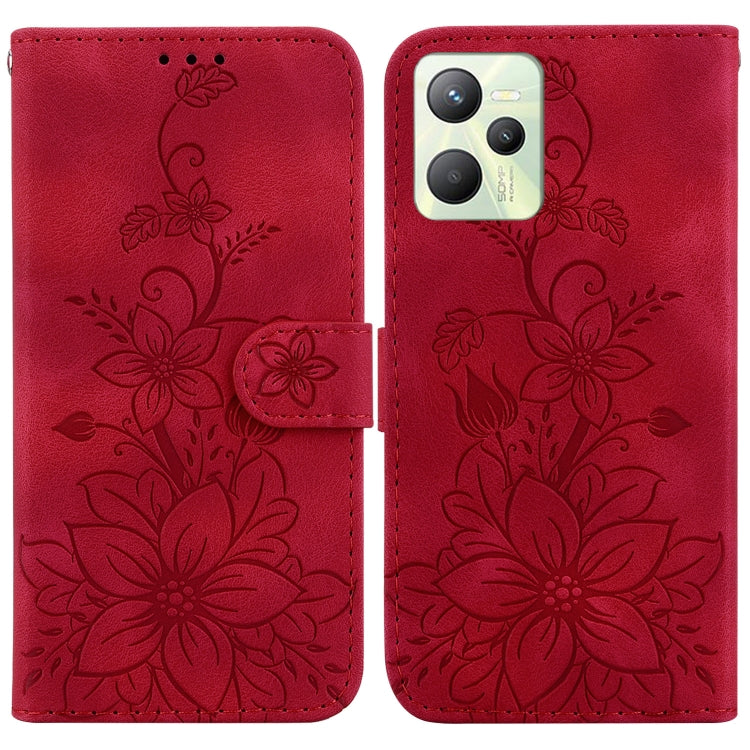 Lily Embossed Leather Phone Case, For Realme C35, For Realme 9i / A76 4G / A36, For Realme 8i, For Realme C20 / C11 2021, For Realme C21Y, For Realme 8 / 8 Pro, For Realme 8 5G Global / V13 5G, For Realme C21