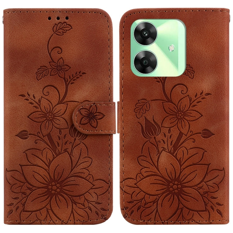 Lily Embossed Leather Phone Case, For Realme C100 4G / C100i 4G, For Realme 16 5G, For Realme 16 Pro+ 5G, For Realme 16 Pro 5G, For Realme 15T 5G, For Realme Narzo 80 Lite 4G / C71 India, For Realme 15 5G / Realme 15 Pro 5G, For Realme 14              ...