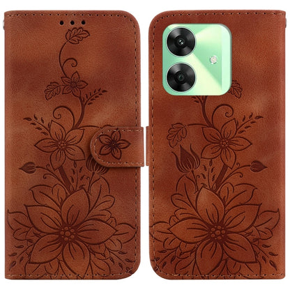 Lily Embossed Leather Phone Case, For Realme C100 4G / C100i 4G, For Realme 16 5G, For Realme 16 Pro+ 5G, For Realme 16 Pro 5G, For Realme 15T 5G, For Realme Narzo 80 Lite 4G / C71 India, For Realme 15 5G / Realme 15 Pro 5G, For Realme 14              ...