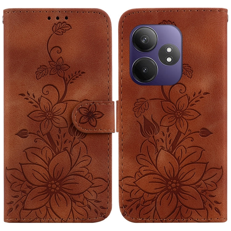 Lily Embossed Leather Phone Case, For Realme C100 4G / C100i 4G, For Realme 16 5G, For Realme 16 Pro+ 5G, For Realme 16 Pro 5G, For Realme 15T 5G, For Realme Narzo 80 Lite 4G / C71 India, For Realme 15 5G / Realme 15 Pro 5G, For Realme 14              ...