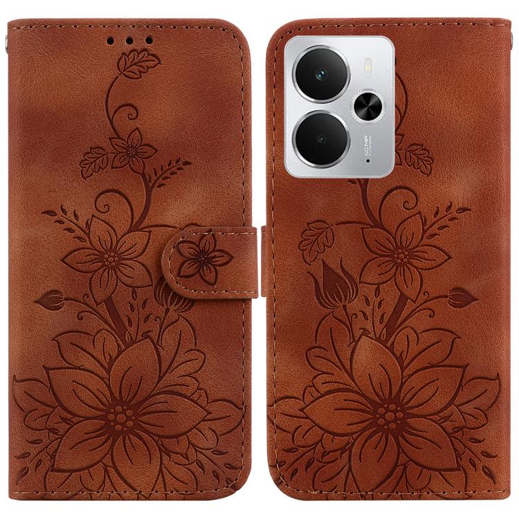 Lily Embossed Leather Phone Case, For Realme C100 4G / C100i 4G, For Realme 16 5G, For Realme 16 Pro+ 5G, For Realme 16 Pro 5G, For Realme 15T 5G, For Realme Narzo 80 Lite 4G / C71 India, For Realme 15 5G / Realme 15 Pro 5G, For Realme 14              ...