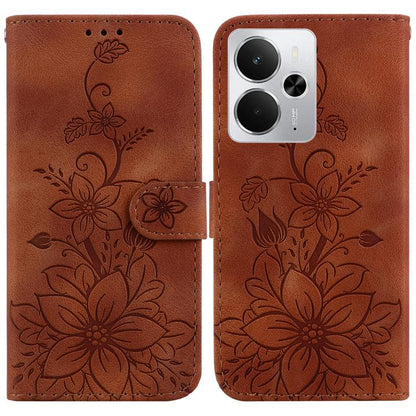 Lily Embossed Leather Phone Case, For Realme C100 4G / C100i 4G, For Realme 16 5G, For Realme 16 Pro+ 5G, For Realme 16 Pro 5G, For Realme 15T 5G, For Realme Narzo 80 Lite 4G / C71 India, For Realme 15 5G / Realme 15 Pro 5G, For Realme 14              ...