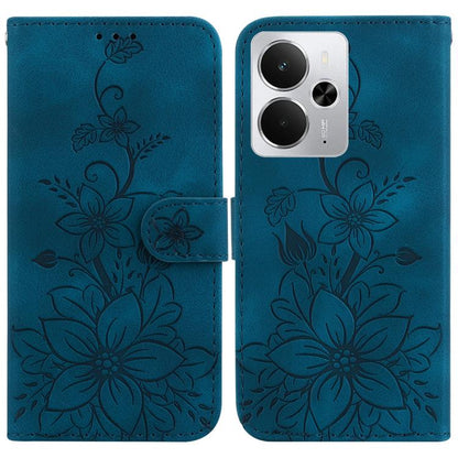 Lily Embossed Leather Phone Case, For Realme C100 4G / C100i 4G, For Realme 16 5G, For Realme 16 Pro+ 5G, For Realme 16 Pro 5G, For Realme 15T 5G, For Realme Narzo 80 Lite 4G / C71 India, For Realme 15 5G / Realme 15 Pro 5G, For Realme 14              ...