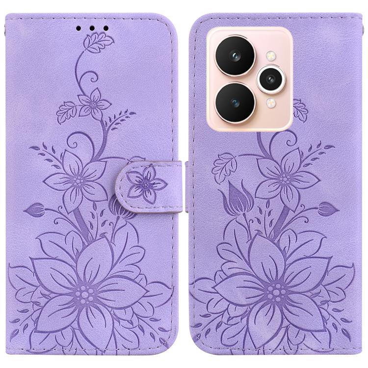 Lily Embossed Leather Phone Case, For Realme C100 4G / C100i 4G, For Realme 16 5G, For Realme 16 Pro+ 5G, For Realme 16 Pro 5G, For Realme 15T 5G, For Realme Narzo 80 Lite 4G / C71 India, For Realme 15 5G / Realme 15 Pro 5G, For Realme 14              ...
