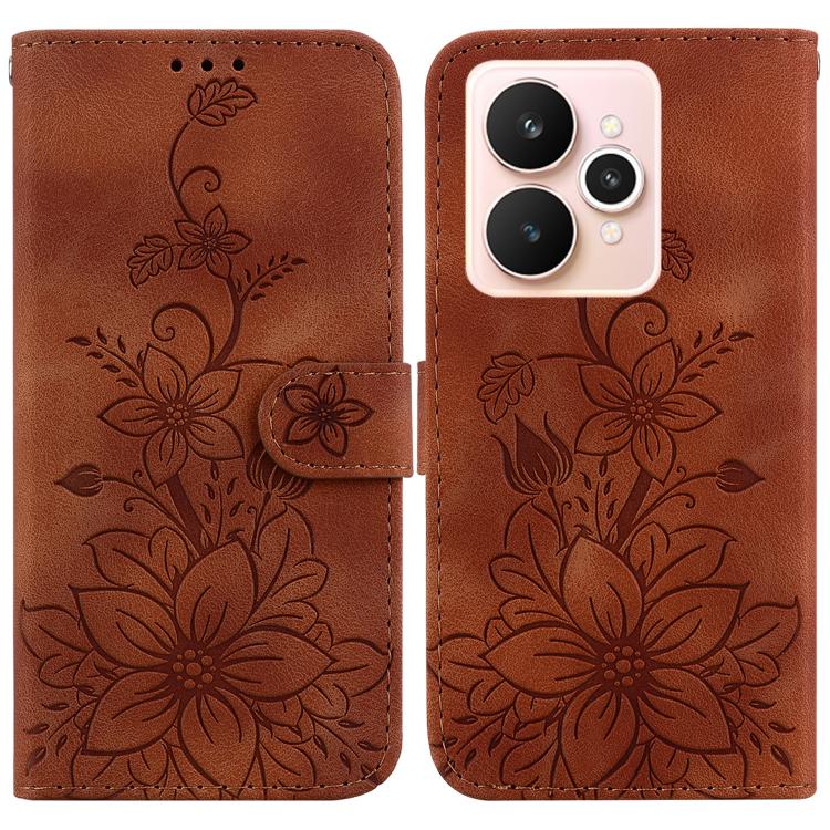 Lily Embossed Leather Phone Case, For Realme C100 4G / C100i 4G, For Realme 16 5G, For Realme 16 Pro+ 5G, For Realme 16 Pro 5G, For Realme 15T 5G, For Realme Narzo 80 Lite 4G / C71 India, For Realme 15 5G / Realme 15 Pro 5G, For Realme 14              ...