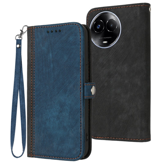 Side Buckle Double Fold Hand Strap Leather Phone Case, For Realme 11, For Realme C53, For Realme 11 Pro, For Realme C65 4G, For Realme C55 4G Global/Narzo N55, For Realme C33 2022 Global/2023 Global, For Realme 10 Pro, For Realme 10 Pro+, For Realme 10...
