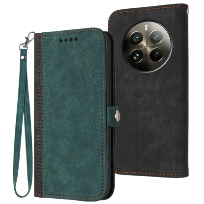 Side Buckle Double Fold Hand Strap Leather Phone Case, For Realme P3 Ultra 5G, For Realme P3 Pro, For Realme 14 Pro+, For Realme 14 Pro, For Realme 14x Global, For Realme C75 Global, For Realme GT7 Pro, For Realme 13 Pro / 13 Pro+ Global               ...