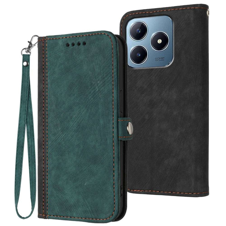 Side Buckle Double Fold Hand Strap Leather Phone Case, For Realme P3 Ultra 5G, For Realme P3 Pro, For Realme 14 Pro+, For Realme 14 Pro, For Realme 14x Global, For Realme C75 Global, For Realme GT7 Pro, For Realme 13 Pro / 13 Pro+ Global               ...