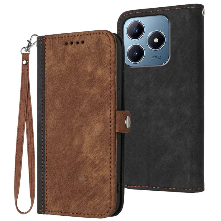 Side Buckle Double Fold Hand Strap Leather Phone Case, For Realme P3 Ultra 5G, For Realme P3 Pro, For Realme 14 Pro+, For Realme 14 Pro, For Realme 14x Global, For Realme C75 Global, For Realme GT7 Pro, For Realme 13 Pro / 13 Pro+ Global               ...