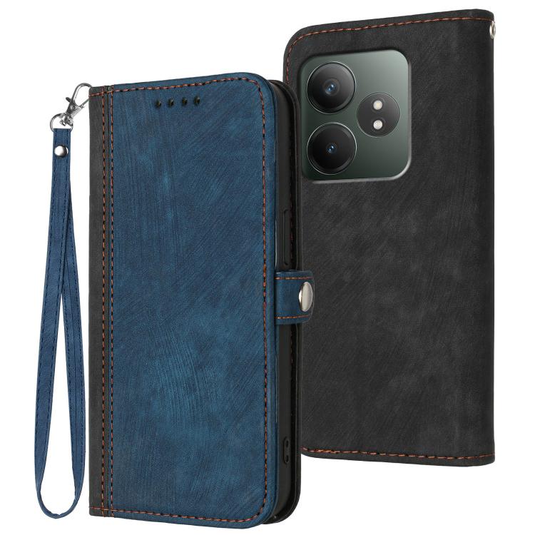 Side Buckle Double Fold Hand Strap Leather Phone Case, For Realme P3 Ultra 5G, For Realme P3 Pro, For Realme 14 Pro+, For Realme 14 Pro, For Realme 14x Global, For Realme C75 Global, For Realme GT7 Pro, For Realme 13 Pro / 13 Pro+ Global               ...