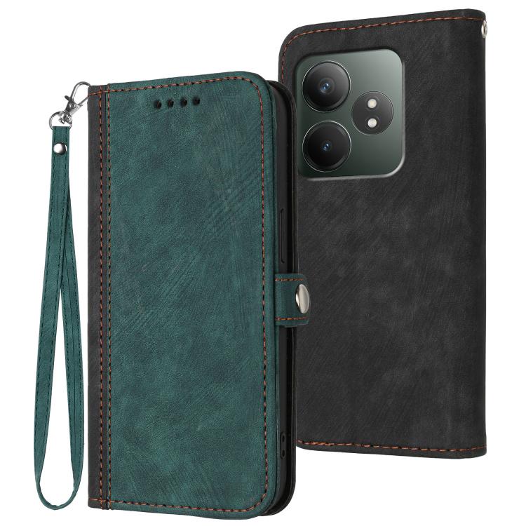 Side Buckle Double Fold Hand Strap Leather Phone Case, For Realme P3 Ultra 5G, For Realme P3 Pro, For Realme 14 Pro+, For Realme 14 Pro, For Realme 14x Global, For Realme C75 Global, For Realme GT7 Pro, For Realme 13 Pro / 13 Pro+ Global               ...