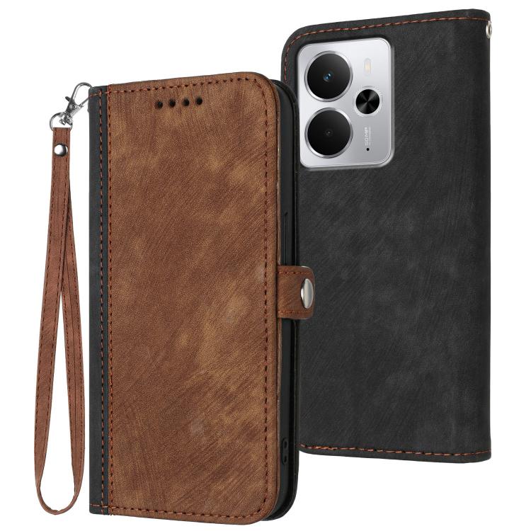 Side Buckle Double Fold Hand Strap Leather Phone Case, For Realme 16T 5G, For Realme C100 4G, For Realme P4 Power 5G, For Realme Note 80 4G, For Realme Neo8 5G, For Realme 16 5G, For Realme 16 Pro+ 5G Global, For Realme 16 Pro 5G Global                ...