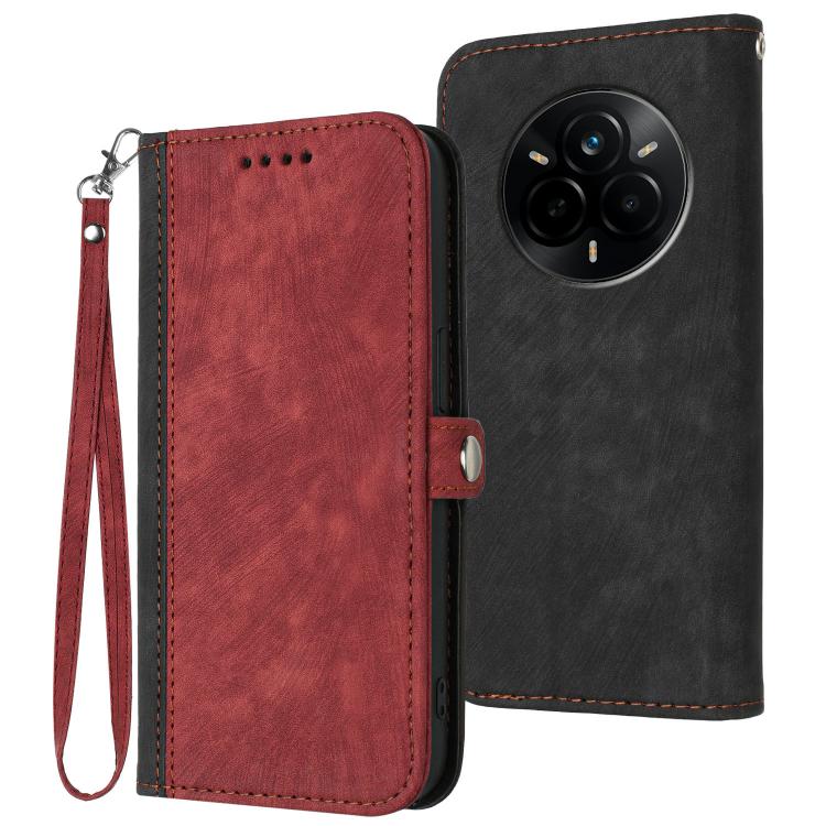Side Buckle Double Fold Hand Strap Leather Phone Case, For Realme P3 Ultra 5G, For Realme P3 Pro, For Realme 14 Pro+, For Realme 14 Pro, For Realme 14x Global, For Realme C75 Global, For Realme GT7 Pro, For Realme 13 Pro / 13 Pro+ Global               ...