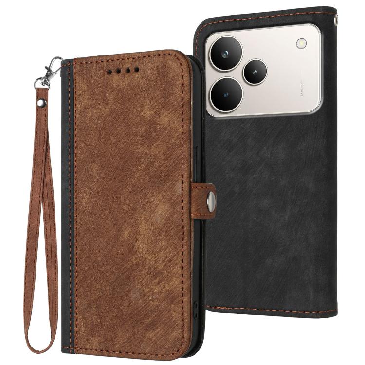 Side Buckle Double Fold Hand Strap Leather Phone Case, For Realme 16T 5G, For Realme C100 4G, For Realme P4 Power 5G, For Realme Note 80 4G, For Realme Neo8 5G, For Realme 16 5G, For Realme 16 Pro+ 5G Global, For Realme 16 Pro 5G Global                ...