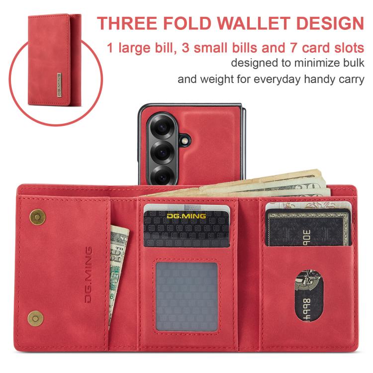 DG.MING M1 Series 3-Fold Multi Card Wallet + Magnetic Phone Case, For Galaxy Z Fold8 Ultra 5G, For Galaxy Z Fold7 5G, For Samsung Galaxy Z Fold5