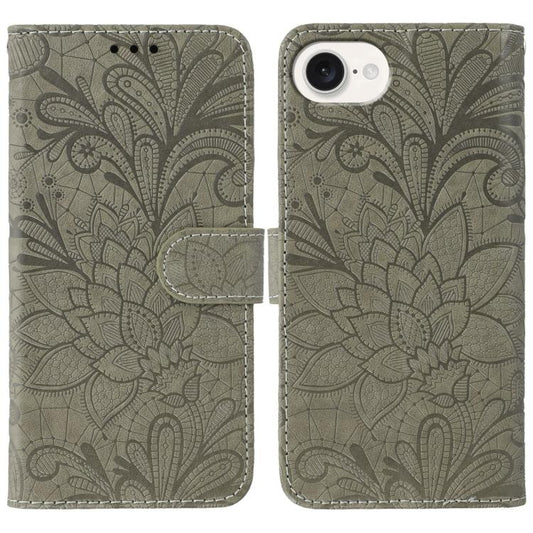 Lace Flower Embossing Flip Leather Phone Case, For iPhone 17e / 16e, For iPhone 17 Pro Max, For iPhone 17 Pro, For iPhone 17, For iPhone Air, For iPhone 16 Pro Max, For iPhone 16 Pro, For iPhone 16 Plus, For iPhone 16, For iPhone 15 Pro Max