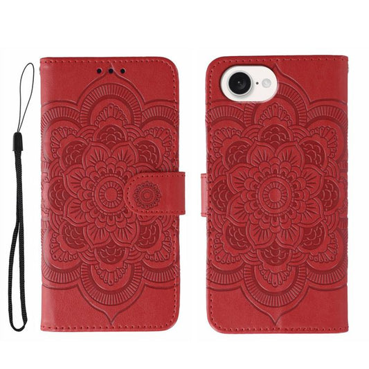Sun Mandala Embossing Leather Phone Case, For iPhone 16e / 17e, For iPhone 17 Pro Max, For iPhone 17 Pro, For iPhone 17, For iPhone Air, For iPhone 15 Pro Max, For iPhone 15 Pro, For iPhone 15 Plus, For iPhone 15