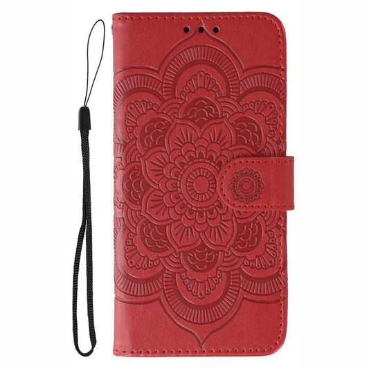 Étui de téléphone en cuir gaufré Mandala Soleil, Pour iPhone 16e / 17e, Pour iPhone 17 Pro Max, Pour iPhone 17 Pro, Pour iPhone 17, Pour iPhone Air, Pour iPhone 15 Pro Max, Pour iPhone 15 Pro, Pour iPhone 15 Plus, Pour iPhone 15