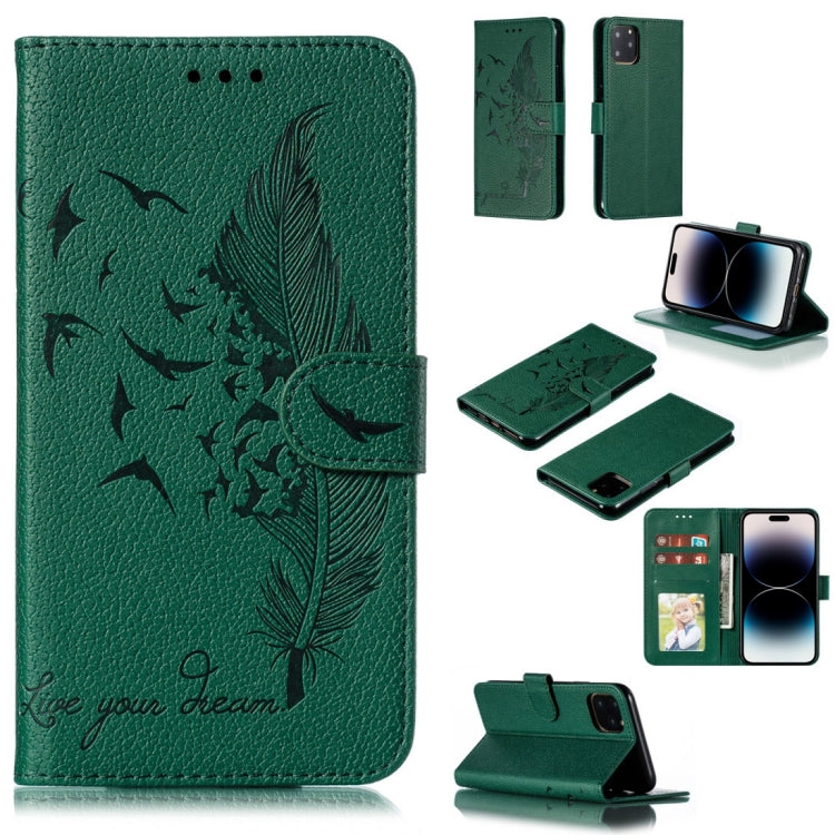 Feather Pattern Litchi Texture Leather Phone Case