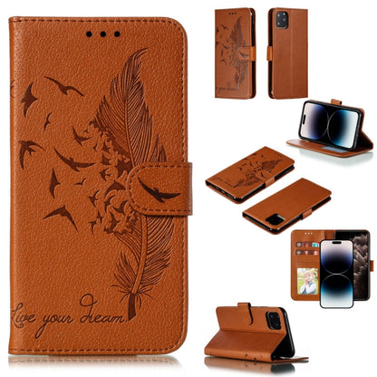 Feather Pattern Litchi Texture Leather Phone Case